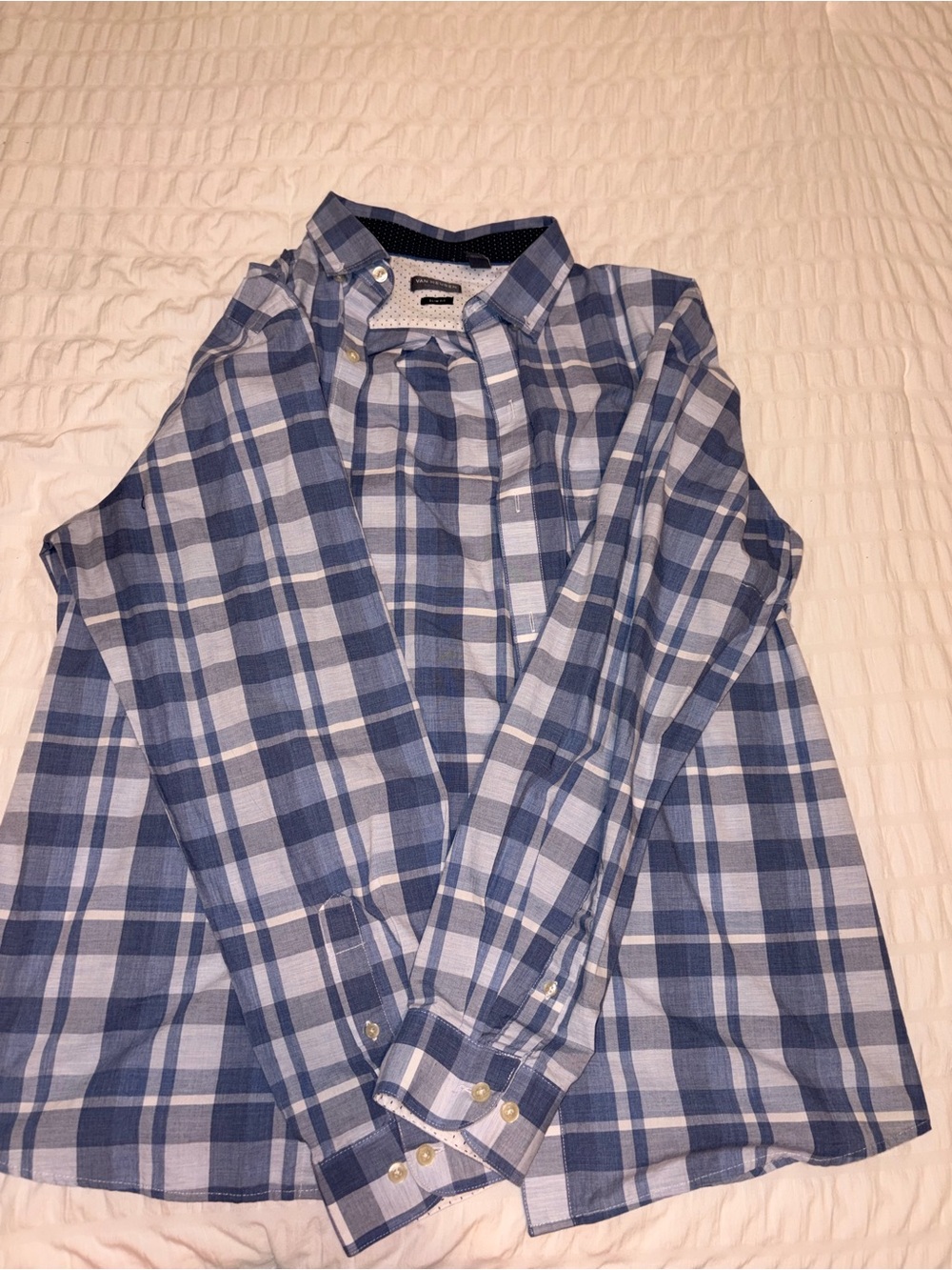 Van Heusen Blue and White Plaid Button-Down Shirt